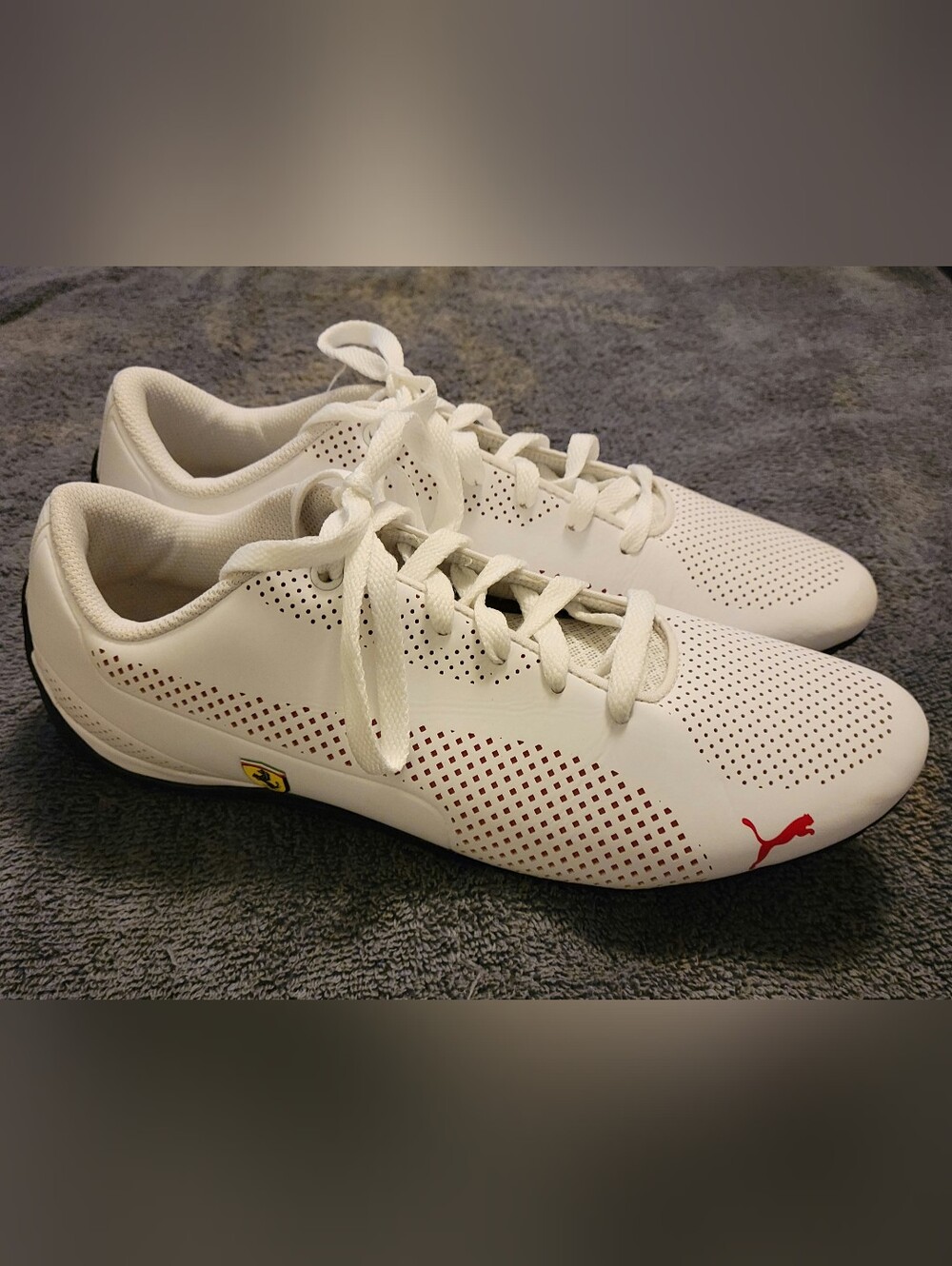Puma Ferrari Men’s White Sneakers with Red Accent